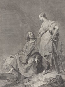 Chrystus i niewiasta Samarii przy studni, z serii 112 druków sakralnych..., 1743-63 autorstwa Pietro Monaco