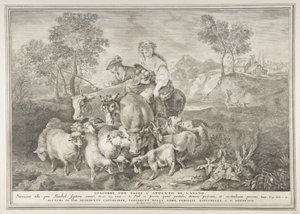 Jakub pasący stado Labana Jakub pasący stado Labana, 1743-63. autorstwa Pietro Monaco