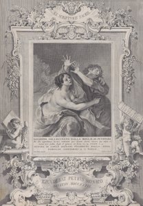 Żona Józefa i Potyfara, w ozdobnej ramie, 1739. autorstwa Pietro Monaco