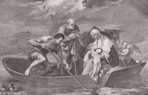 Lot do Egiptu ze Świętą Rodziną w łodzi, 1730-50.