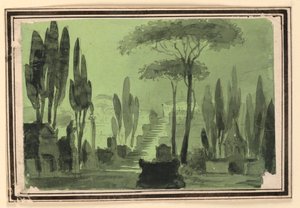 Scenografia, schody między grobowcami autorstwa Pietro Narducci
