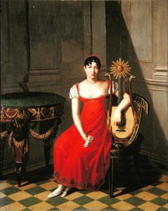 Dama z lutnią harfową (olej na desce) autorstwa Pietro Nocchi