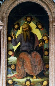 Błogosławieństwo Boga Ojca, fragment z poliptyku Certosa z Pawii autorstwa Pietro Perugino