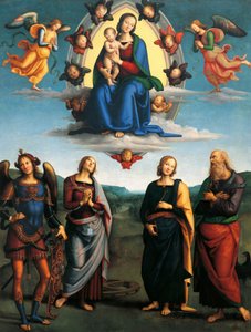 Madonna in Glory, ok. 1500-1501, autorstwa Pietro Perugino (ok. 1450-1523), olej na desce, 330x265 cm. autorstwa Pietro Perugino