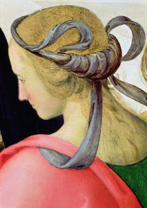 Wesele Dziewicy, detal przedstawiający jedną z towarzyszek Dziewic, 1500-04 olej na płótnie, detal 53750 autorstwa Pietro Perugino