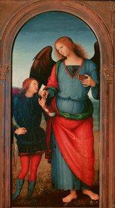 Poliptyk Chartreuse of Pavia: „Tobie i Archanioł Gabriel” Obraz Pietro Vannucci dit il Perugino (The Perugin autorstwa Pietro Perugino