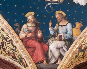 Św. Łukasz i Św. Jan, fragment z Wiecznego Ojca, ze świętymi i ewangelistami