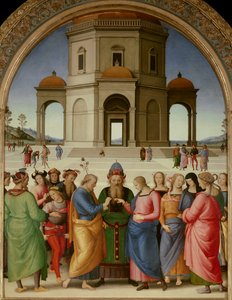 Wesele Dziewicy Obraz Pietro Vannucci dit Il Perugino (Perugin) (1450-1523) 1504 nd. 2,36x1,86 m - Caen, Muzeum Sztuk Pięknych - Wesele Dziewicy - Obraz Pietro Vannucci, zwany Il Perugino (1450-1523), olej na drewnie (234 x 18