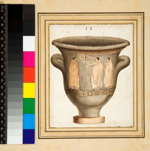 Wazon z czerwonymi figurami (czarna kreda, niektóre z piórem i brązowym atramentem. pokolorowane akwarelą) autorstwa Pietro Santi Bartoli