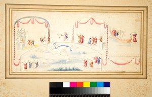 Afrodyta pływająca z licznymi puttami wokół niej (czarna kreda, niektóre z piórem i brązowym atramentem. pokolorowane akwarelą) autorstwa Pietro Santi Bartoli