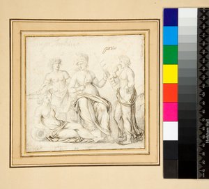 Atena i trzy kobiety. (długopis i ołówek) autorstwa Pietro Santi Bartoli