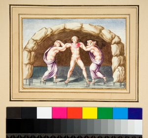 Hylas i nimfy (czarna kreda, niektóre pisakiem i brązowym tuszem. zabarwione akwarelą) autorstwa Pietro Santi Bartoli