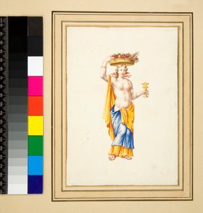 Duży projekt ściany z obrazami. (czarna kreda, niektóre piórem i brązowym tuszem. zabarwione akwarelą) autorstwa Pietro Santi Bartoli