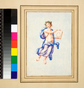 Unosząca się postać mężczyzny (czarna kreda, niektóre piórem i brązowym tuszem. Pokolorowane akwarelą) autorstwa Pietro Santi Bartoli