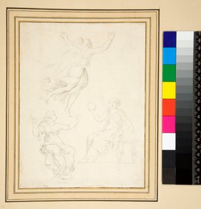 Dwie udrapowane postacie kobiece siedzące (ołówek) autorstwa Pietro Santi Bartoli