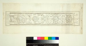 Sklepienie Willi Madama (czarna kreda, niektóre piórem i brązowym tuszem. zabarwione akwarelą) autorstwa Pietro Santi Bartoli