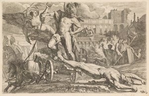 Achilles ciągnący ciało Hektora wokół murów Troi