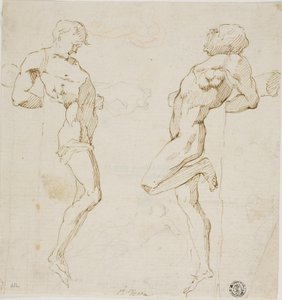 Studium złodziei na krzyżu (recto), szkic postaci (verso) autorstwa Pietro Testa