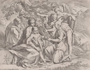 Święta Rodzina nakarmiona przez Anioły, ca. 1642-44. autorstwa Pietro Testa