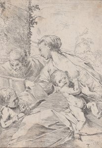 Święta Rodzina z Dzieciątkiem Św. 1630. autorstwa Pietro Testa