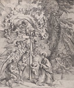 Sen św. Józefa, który śpi po prawej stronie, Dziewica z Dzieciątkiem przy krzyż..., ca. 1635-37. autorstwa Pietro Testa