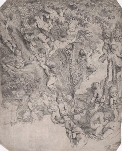 Ogród Wenus, odcisk dowodowy lewego górnego rogu, ca. 1631-37. autorstwa Pietro Testa