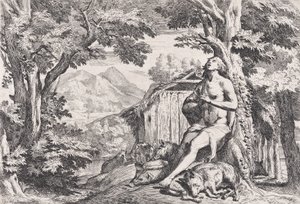 Syn marnotrawny wśród świń, z serii czterech rycin, 1645. autorstwa Pietro Testa