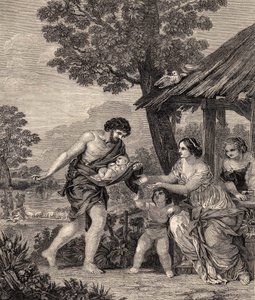 Romulus i Remus. Grawer po obrazie Pietro da Cortone. Grawerowanie z 1860 roku. autorstwa Pietro da Cortona