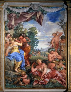 Alegoria czterech epok, Fresk ze Srebrnego Wieku autorstwa Pietro da Cortony (Kamień Cortony) (1596-1669) (1596-1669) 1637 Salle du Poele (Stanza della Stufa), Galeria Palatyńska, Palazzo Pitti, Florencja