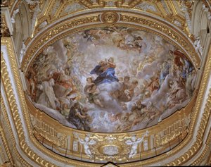 Fresk Wniebowzięcia NMP autorstwa Pietro da Cortony (Piotra z Cortony) (1596-1669) 1652 Rzym, kościół Santa Maria in Vallicella Włochy autorstwa Pietro da Cortona