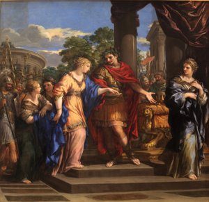 Cezar dający Kleopatrze tron Egiptu, ok. 1637 (olej na płótnie) autorstwa Pietro da Cortona