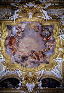 Cosimo I de Medici (Cosimo I de Tuscany prowadzony przed Jowiszem przez Zwycięstwo i Heraklesa) Fresk Pietro da Cortona (Berrettini) (1596-1669) Florencja, Palazzo Pitti, Sala di Apollo autorstwa Pietro da Cortona