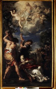 Męczeństwo św. Szczepana. Męczeństwo św. Szczepana. Obraz Pierre de Cortona (Pietro Berrettini znany jako Pietro da Cortona