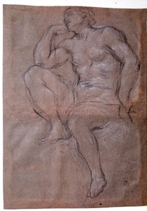 Młody mężczyzna, studium - Rysunek autorstwa Pietro da Cortona