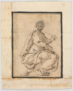 Strona ze szkicownika: Figura alegoryczna autorstwa Pietro da Cortona