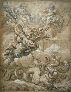 Trójca Święta ze św. Michałem zdobywającym Smoka, 1666 autorstwa Pietro da Cortona