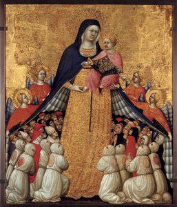 Madonna z Misericorde: Ołtarz Pietro da Recanati, znany jako Pietro di Domenico da Montepulciano (czynna śmierć 1418 między 1427 a 1432) Wymiary 0,54 x 0,43 m. Awinion, Musee du Petite Palais - Dziewica Miłosierdzia. Ołtarz autorstwa Pietro da Recanati autorstwa Pietro di Domenico da Montepulciano