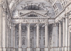 Scenografia do opery Belisario Gaetano Donizettiego, lata 20. XIX wieku. autorstwa Pietro di Gottardo Gonzaga