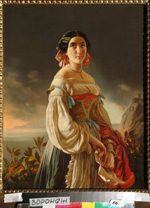 Portret księżniczki Liny Gagariny (wówczas hrabiny Muraviovej). Obraz Pimena Nikiticha Orłowa (1812-1863), olej na płótnie