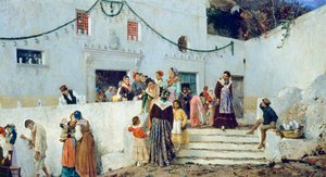 Świętowanie, Pio Joris (1843-1921), olej na płótnie, 93x160 cm autorstwa Pio Joris