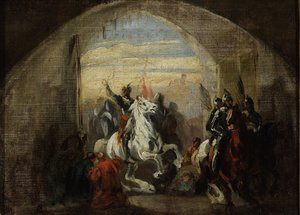 Wjazd Bolesława I Polski, mówi Chrobrego (967-1025) do Kijowa - Wjazd Bolesława Chrobrego do Kijowa przez Michałowskiego, Piotra (1800-1855). Olej na płótnie, format : 35,5x48,5, ok. 1837, Muzeum Narodowe, Warszawa