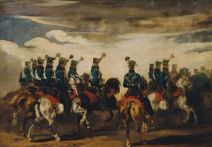 Austriacka Błękitna Husaria autorstwa Piotr von Michalowski