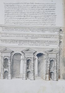 Porta Maggiore w Rzymie, rysunek, ze Starożytności rzymskich, autorstwa Pirro Ligorio (1513-1583)