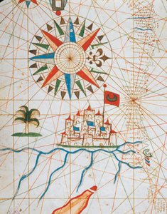 Aleksandria, Egipt, z portolańskiego atlasu składającego się z sześciu map, autorstwa Placido Caloiro i Francesco Oliva, Pergamin. 1646.