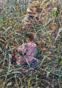 Dziecko na łące, fragment z kwietniowego poranka w Ligurii lub Oliwki w Albaro autorstwa Plinio Nomellini