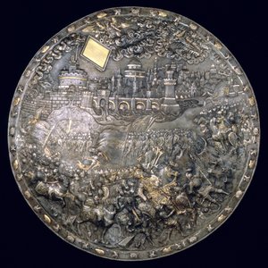 Król Jan III Sobieski (1624-96) Tarcza wróżenia (złocone żelazo i srebro)