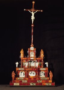 Ołtarz przenośny, warsztat Michaela Redlina, Gdańsk (drewno, bursztyn i kość słoniowa)