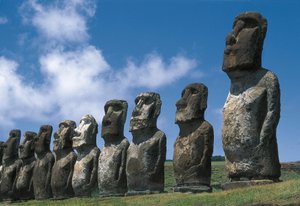 Posągi Moai, Park Narodowy Rapa Nui, Wyspa Wielkanocna, Chile