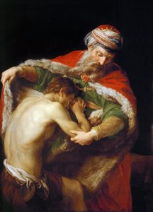 Przypowieść o synu marnotrawnym - Pompeo Girolamo Batoni (1708-1787). olej na płótnie autorstwa Pompeo Girolamo Batoni