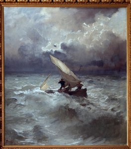 Tempete en mer (Burza na morzu) Obraz Pompeo Mariani (1857-1927) 1898 Dim 145x135 cm Genes, Galleria d